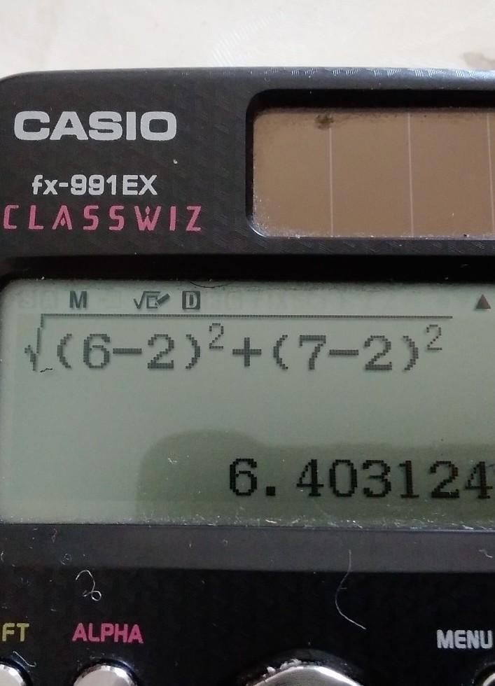 Find the distance between the pair of points. (2,3) and (6,7)-example-1