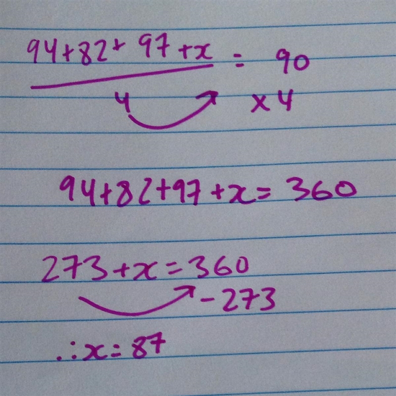 10. Simon scored 94, 82, and 97 on his first three tests in Algebra 2. What grade-example-1