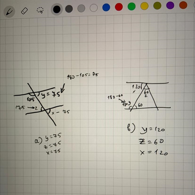 Please help me in this question. Find the value of x, y and z. ​-example-1