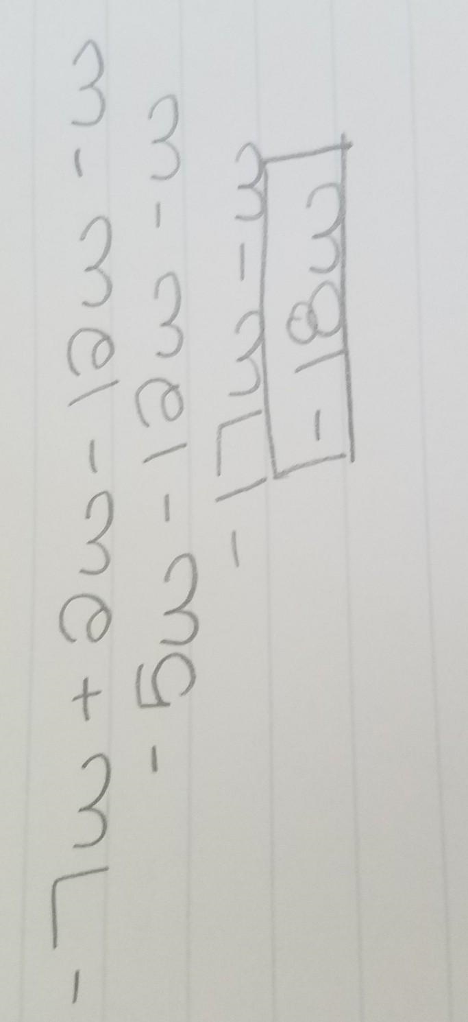 Simply each expression by combining like terms. -7W + 2W - 12W-W-example-1