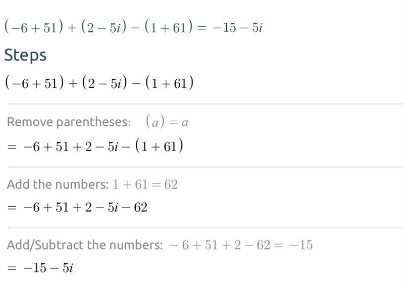 (-6+51)+(2-5i)-(1+61)-example-1