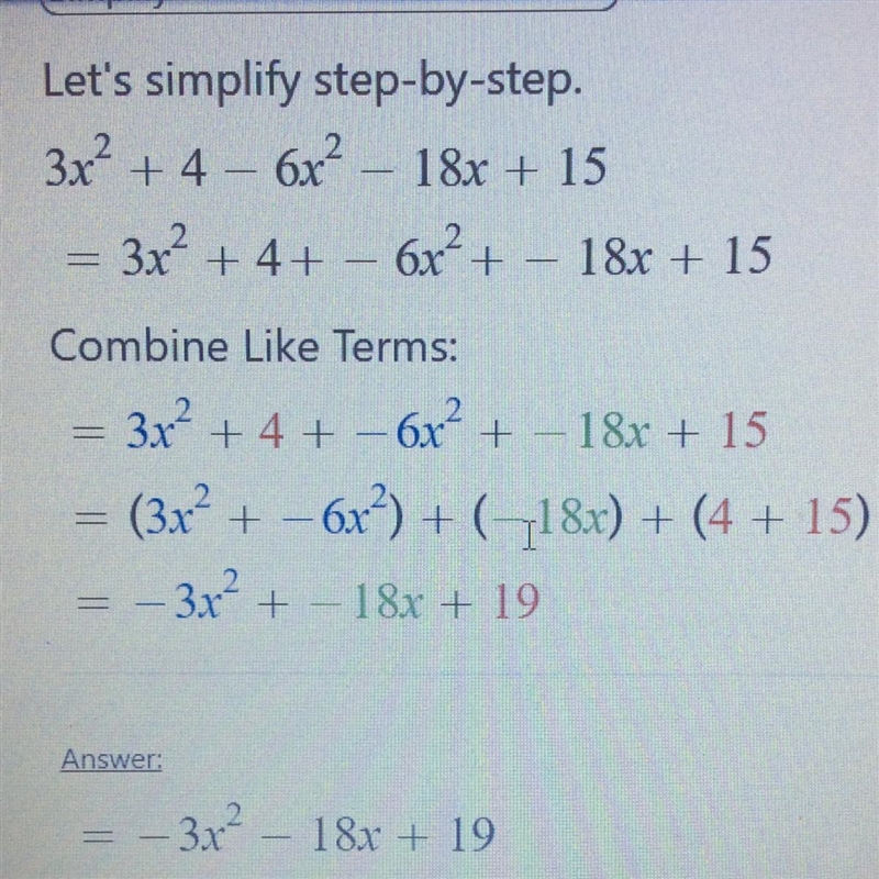 What is 3x^2+4-6x^2-18x+15=-example-1