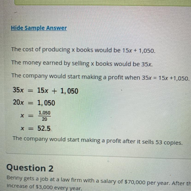 Part C How many books will the company have to produce and sell to start making an-example-1