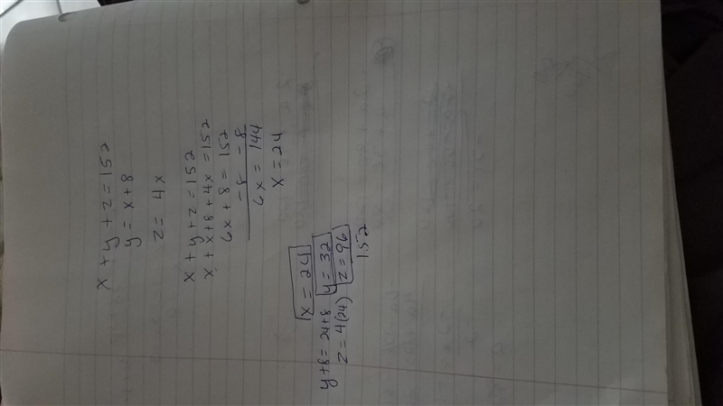 The sum of the three numbers is 152. The second number is 8 more than the first. The-example-1