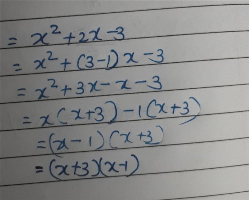 Factor this trinomial. x² + 2x-3 A. (x + 3)(x + 1) B. (x + 3)(x - 1) C. (x-3)(x - 1) D-example-1