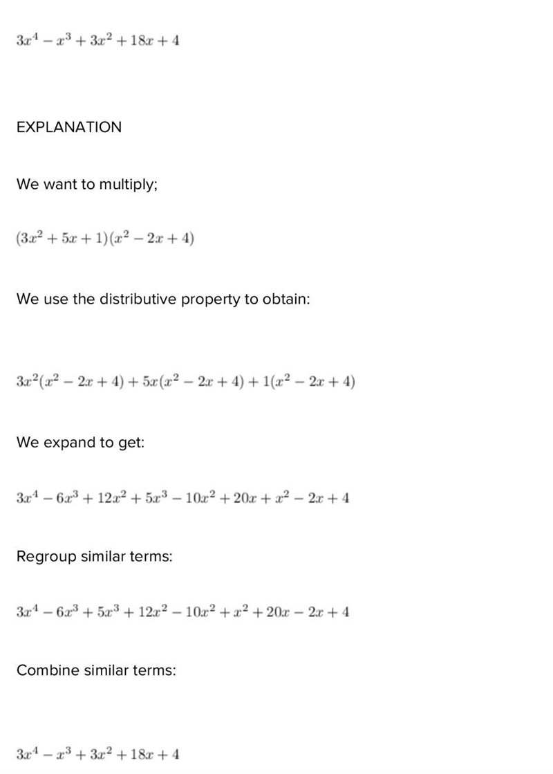 Multiply the following using the vertical multiplication method: 3x2 - 5x +1 xx2 + 2x-example-1