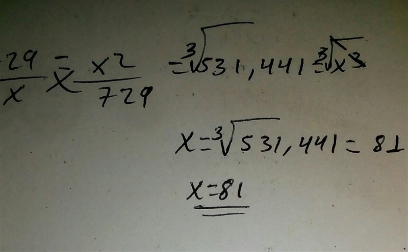 The ratio 729:x is equivalent to the ratio x²:729. What is the value of x?-example-1