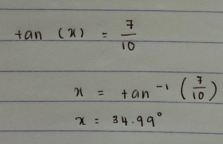 Find the value of x in the given right triangle. Х 10 x = [? ]° Enter your answer-example-1