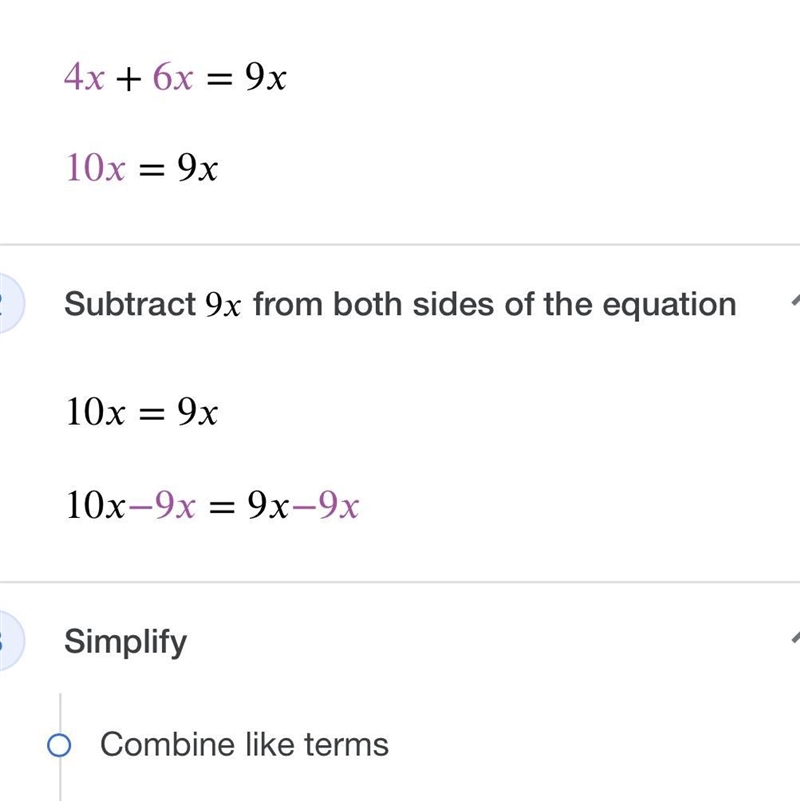 Does anyone know the answer to 4x+6x=9x-example-1