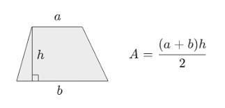 use the formula for the area of a trapezoid A=h(b1+b2/2), were area is A b1 and b-example-1