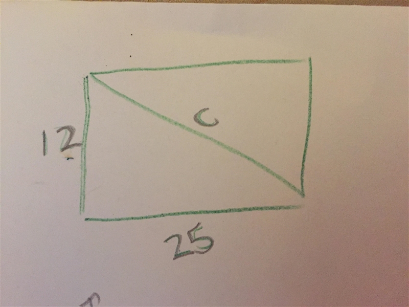 A rectangular swimming pool is 25 meters long and 12 meters wide. What is the distance-example-1