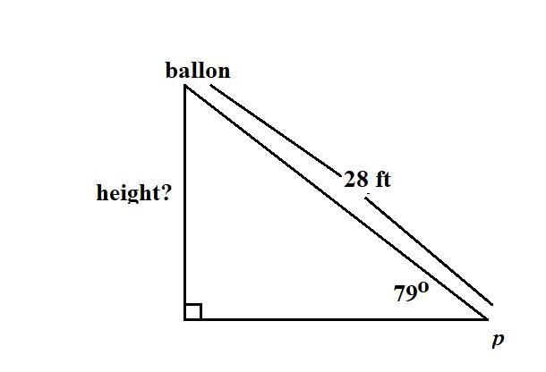 A balloon rises vertically from point p on level ground. From point a, on level ground-example-1