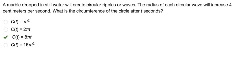 A marble dropped in still water will create circular ripples or waves. The radius-example-1