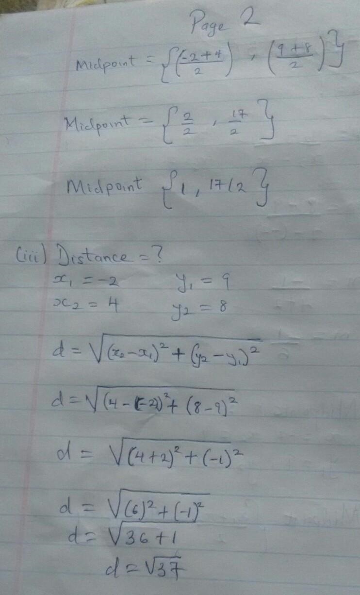 Two points A (-2, 9) and B (4, 8) lie on a line l. (i) Find the slope of the line-example-2