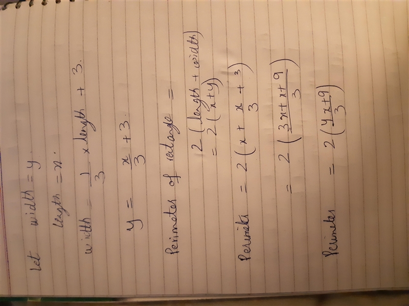 The width of the rectangular drawing is one third the length plus 3 inches. What is-example-1