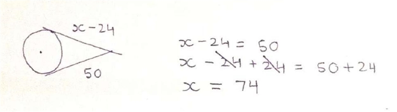 AB and BC are tangents. Find x.-example-1