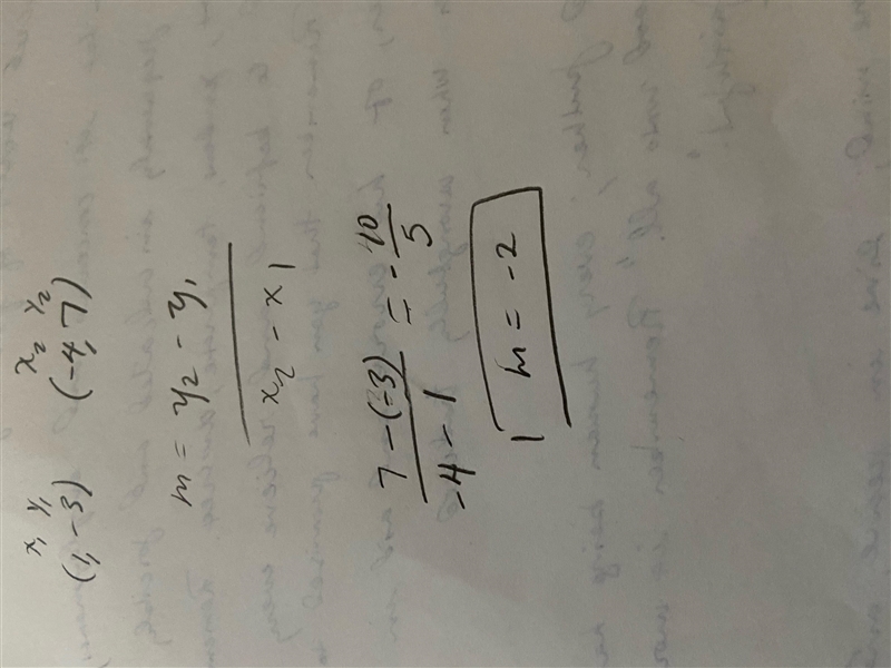 What is the slope of a line perpendicular to the line passing through (1, -3) and-example-1