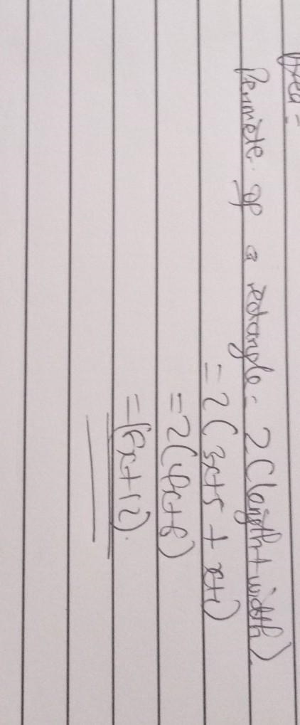 If a rectangle has a length of 3x + 5 and a width of x + 1, what is the perimeter-example-1