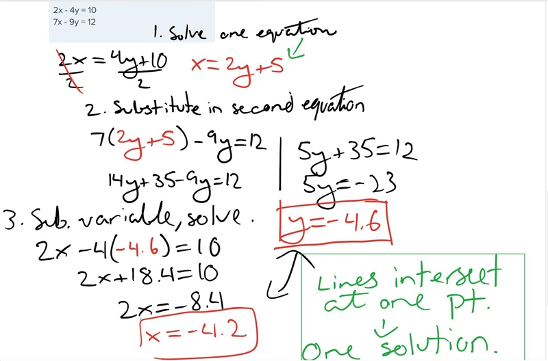 Determine whether the following system of equations has one solution, no solution-example-1