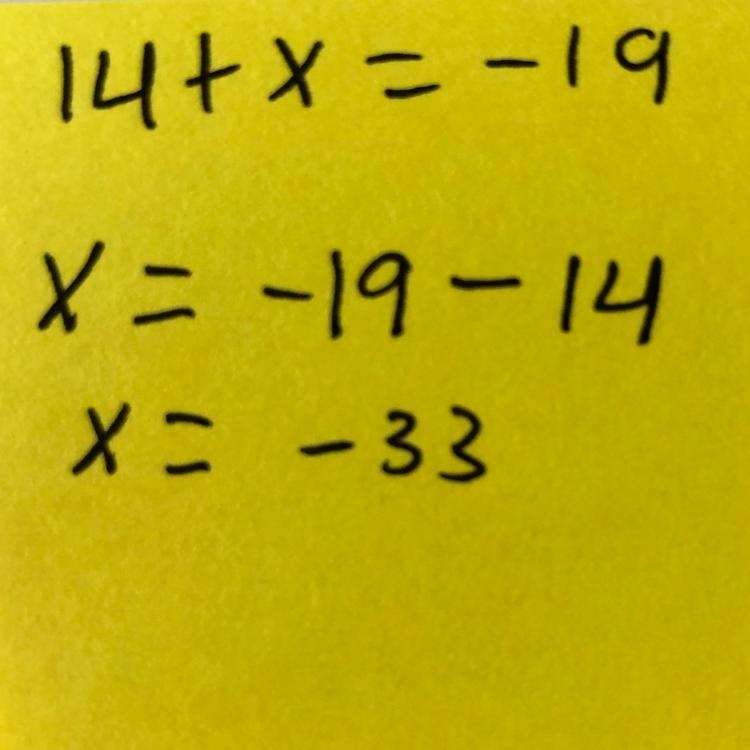 14+x=-19 please solve for x-example-1