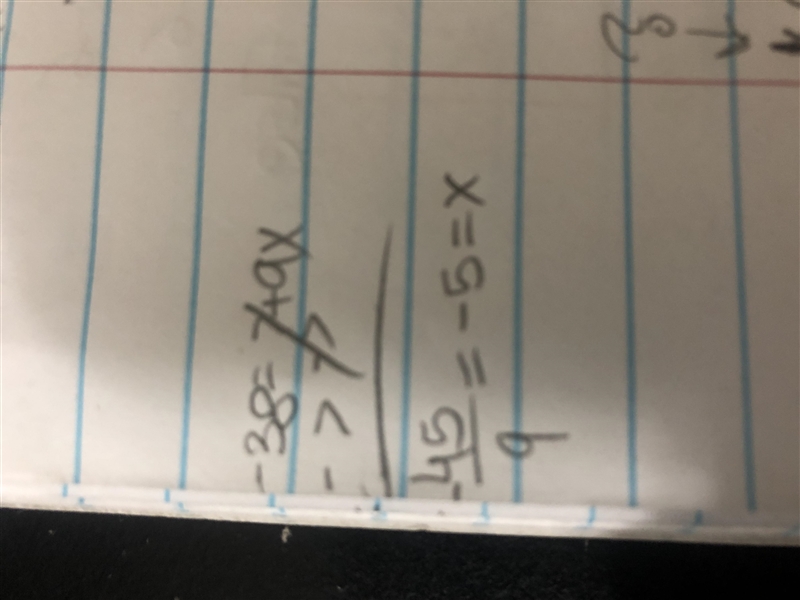 How do you Simplify -38=7+9x-example-1