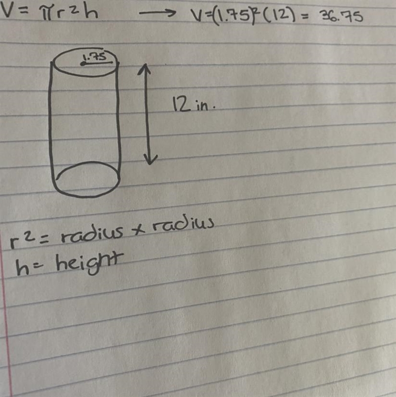 A cylindrical potato chip container has a diameter of 3.5 inches and a height of 12 inches-example-1