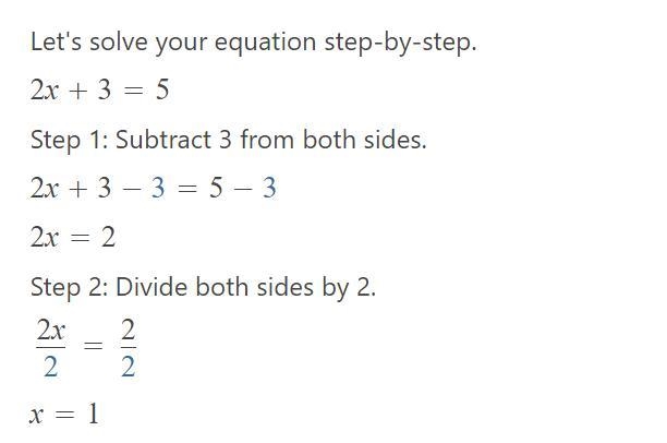 2x+3=5 solve for x. Please help! It's due tomorrow!-example-1