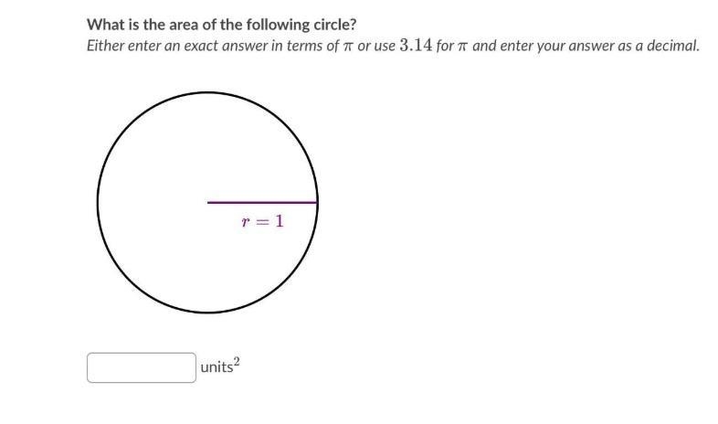 What is the area of the following circle? Either enter an exact answer in terms of-example-1