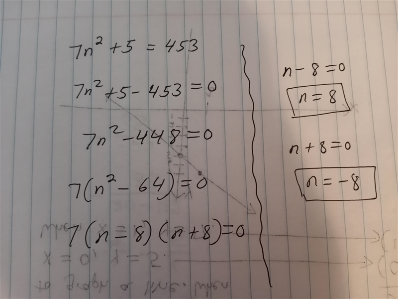 7n2 + 5 = 453 Solve the quadratic function-example-1