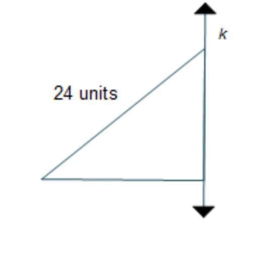 The right isosceles triangle shown is rotated about line k with the base forming perpendicular-example-2