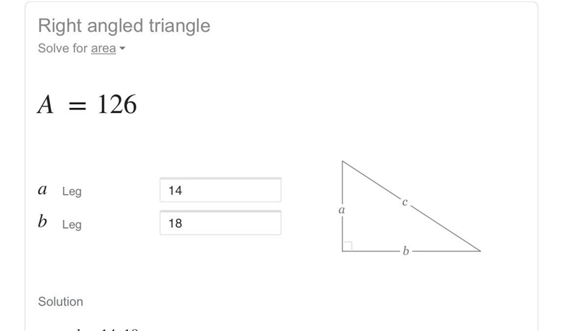 The sides of a Right Angled Triangle: 18cm, 14cm, and 17cm. Find the area of the triangle-example-1