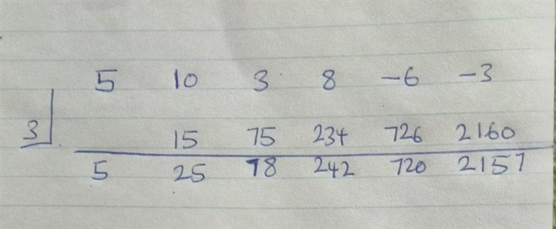 F(x) = 5x^5 + 10x^4 + 3x^3 + 8x^2 - 6x - 3; c = 3 I'm so confused. It says to use-example-1