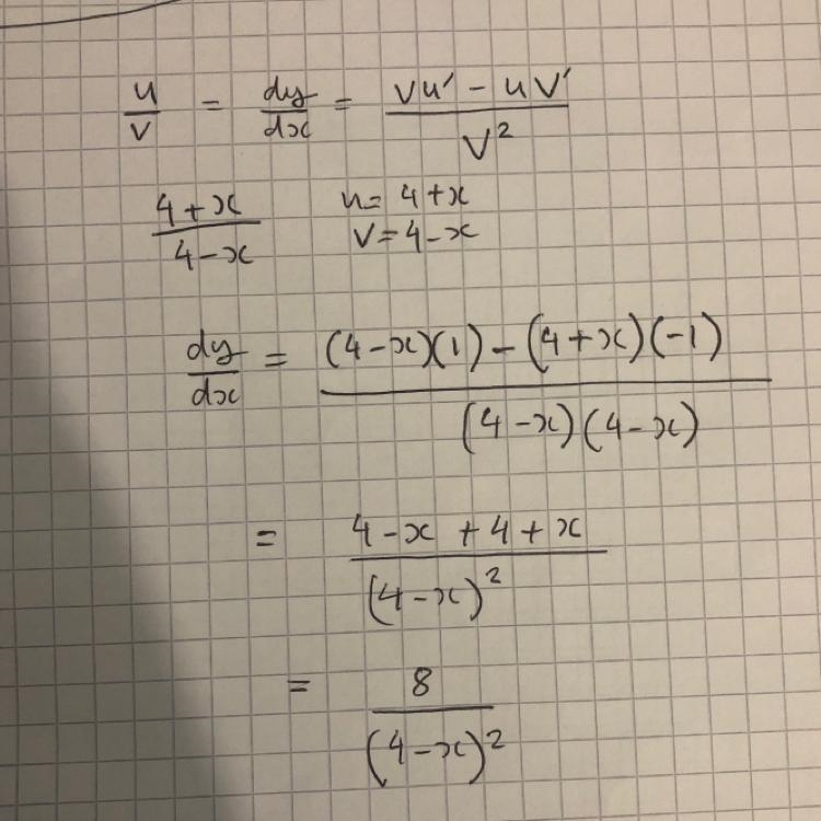 4+x/ 4-x Using quotient rule differentiate with respect to x-example-1