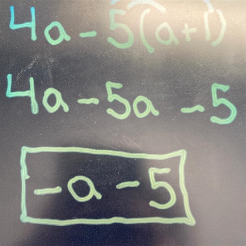 Simplify 4a − 5(a + 1)-example-1