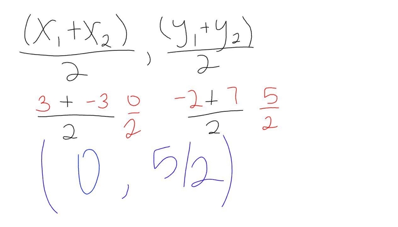 4. Line Segment AB has endpoints A(3,-2) and B(-3,7). What are the Coordinates of-example-2