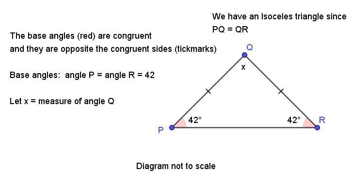 In PQR, PQ = QR. If M < P = 42, find the measures of the other angles *See attached-example-1