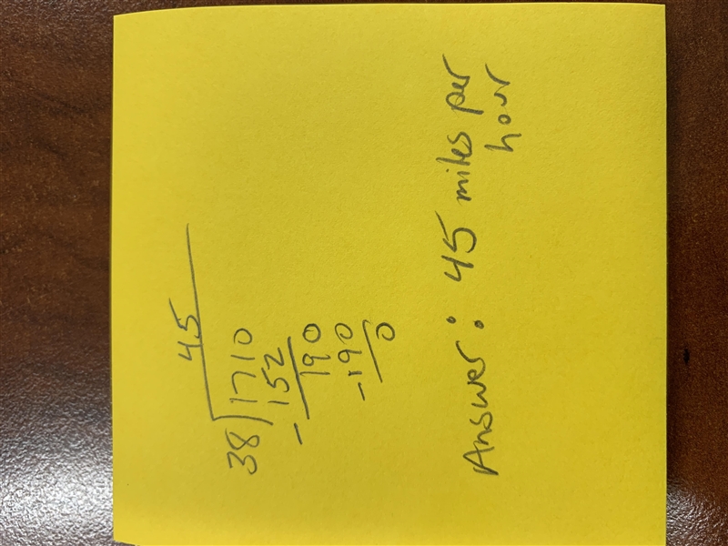 Jacob traveled 171 miles in 3.8 hours. He wants to know how many miles he traveled-example-1