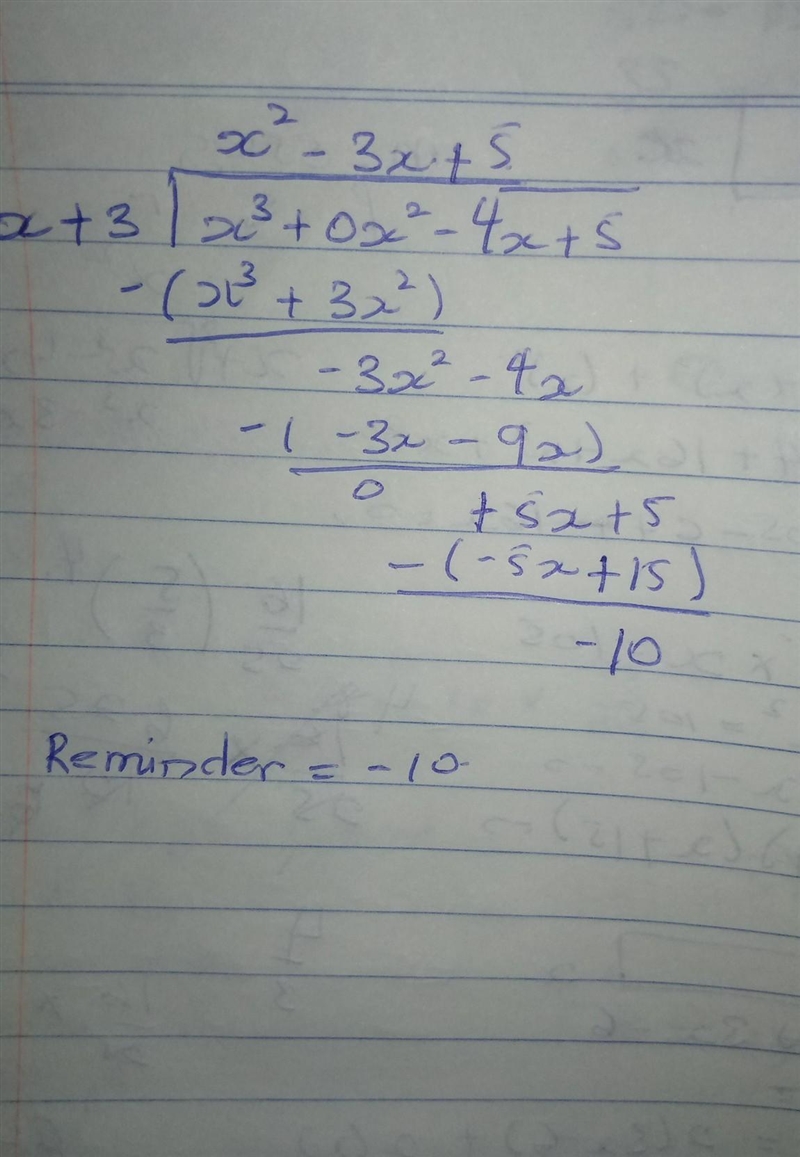 Find the remainder when f(x)=x^3-4x+5 is divided by x+3 please help :(-example-1