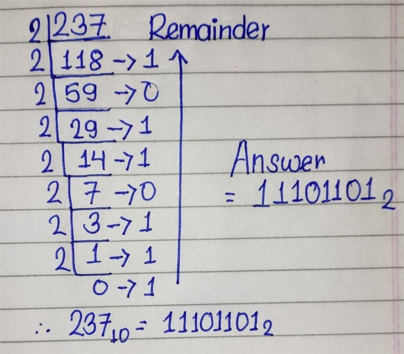 Convert 237 into binary system​-example-1