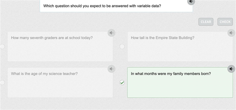 Which question should you expect to be answered with variable data? How many seventh-example-1