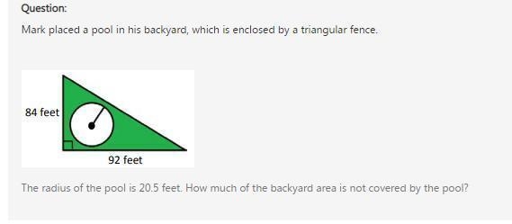 Mark placed a pool in his backyard, which is enclosed by a triangular fence. The radius-example-1