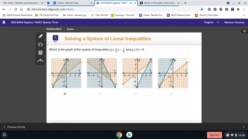 Which is the graph of the system of inequalities y 2 4x - and y = 2x + 6-example-1