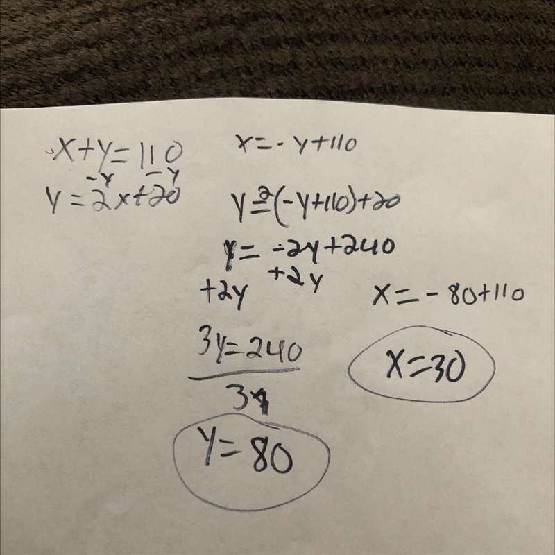 X + Y = 110 Y = 2X + 20-example-1