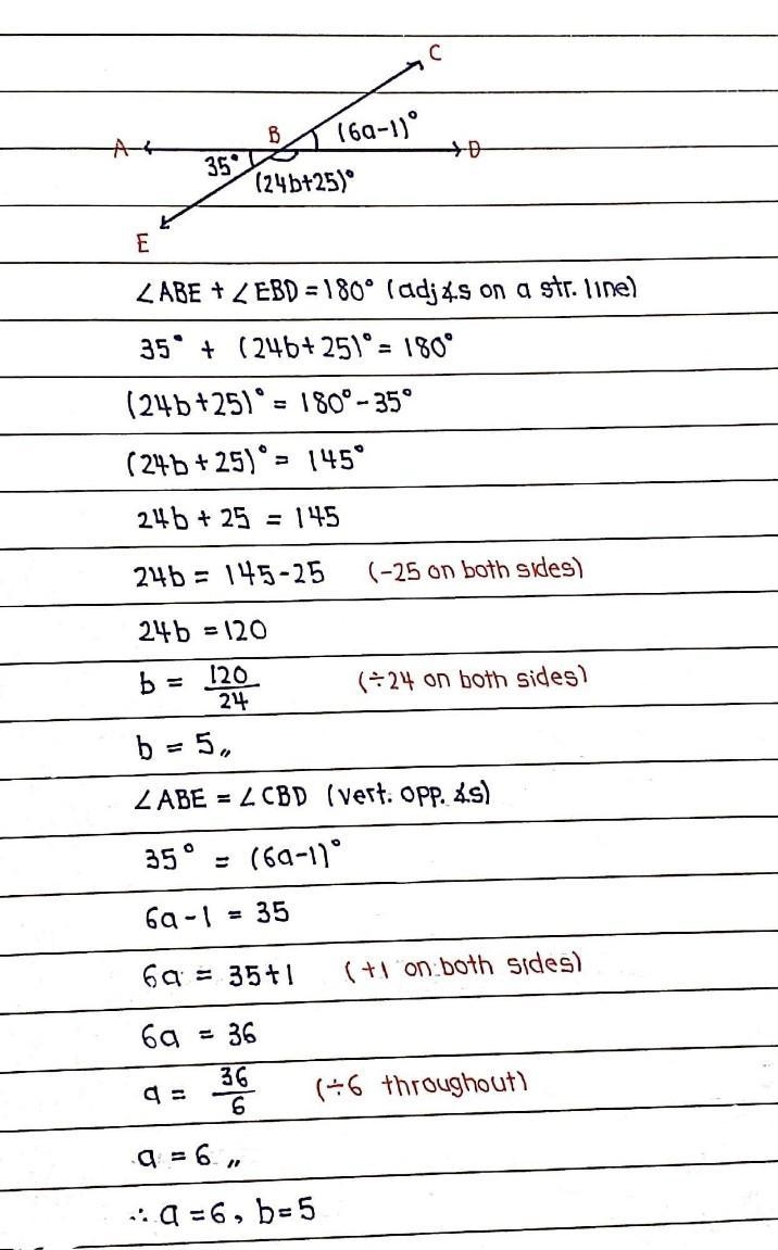 Find the values of a and b.​-example-1