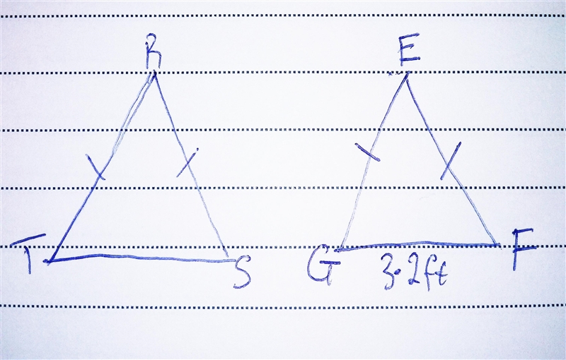 If GF = 3.2 ft, which is a possible measure of T5? 1.6 ft 3.0 ft 3.2 ft 4.0 ft-example-1