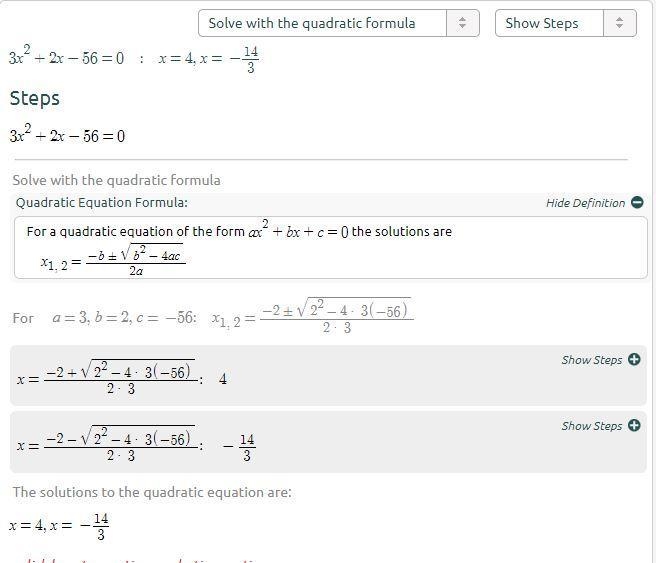 Find the values of x 3x^2+2x-56=0 ​-example-1