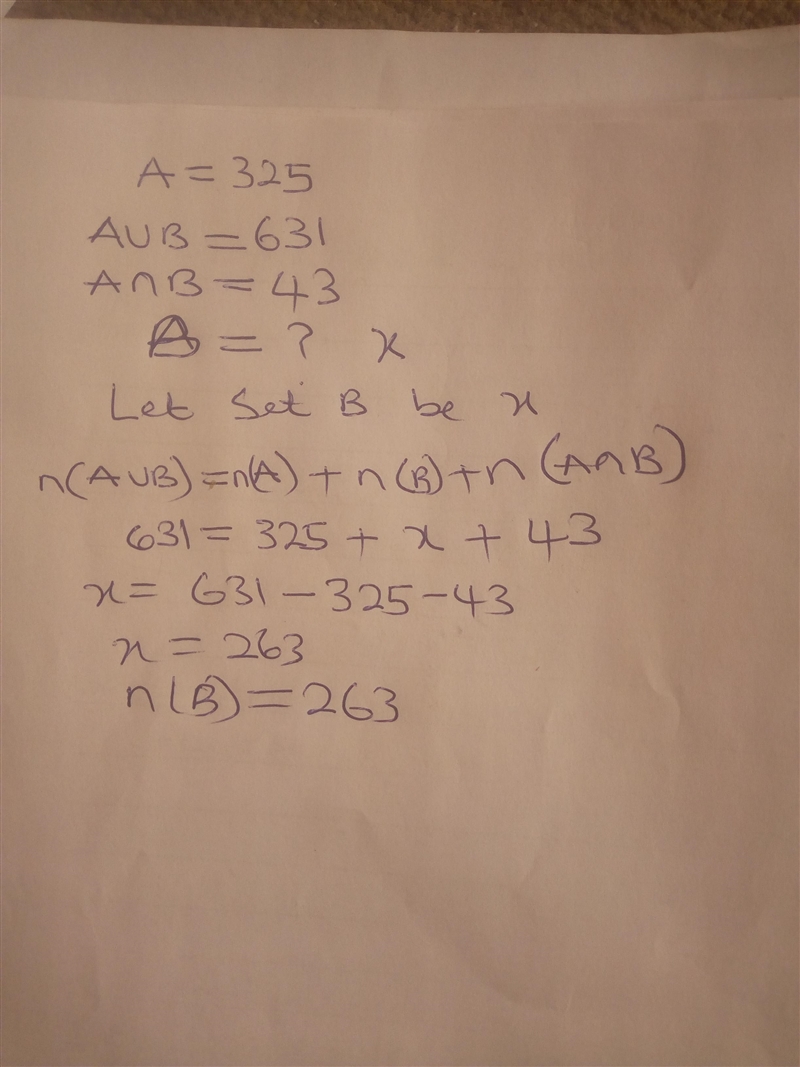 Suppose Set A contains 325 elements and the total number elements in either Set A-example-1