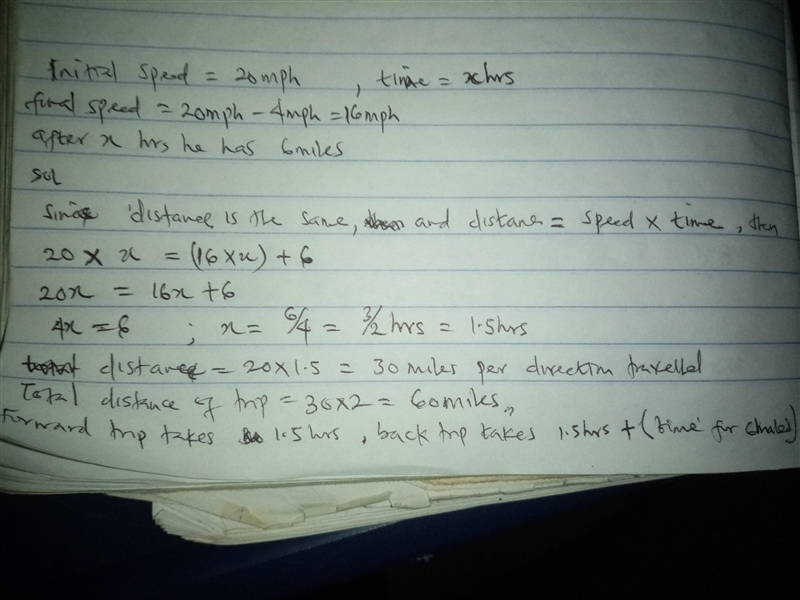 Item 20 A bird leaves its nest and travels 20 miles per hour downwind for x hours-example-1