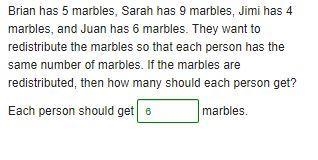 Brian has 5 marbles, Sarah has 9 marbles, Jimi has 4 marbles, and Juan has 6 marbles-example-1