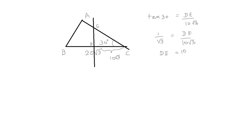 In triangle $ABC$, $BC = 20 \sqrt{3}$ and $\angle C = 30^\circ$. Let the perpendicular-example-1